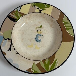 Disney Direct Abstract Design Characters Soup Bowls Plate Donald Duck Vintage